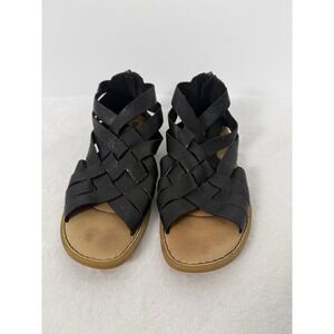Born Leather Woven Gladiator Sandals Black Ankle Zip Women's Size 8